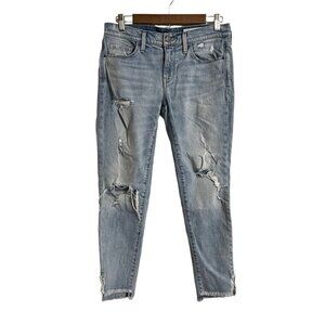 Treasure & Bond Womens Distressed Raw Hem Mid Rise Skinny Boyfriend Jeans 27